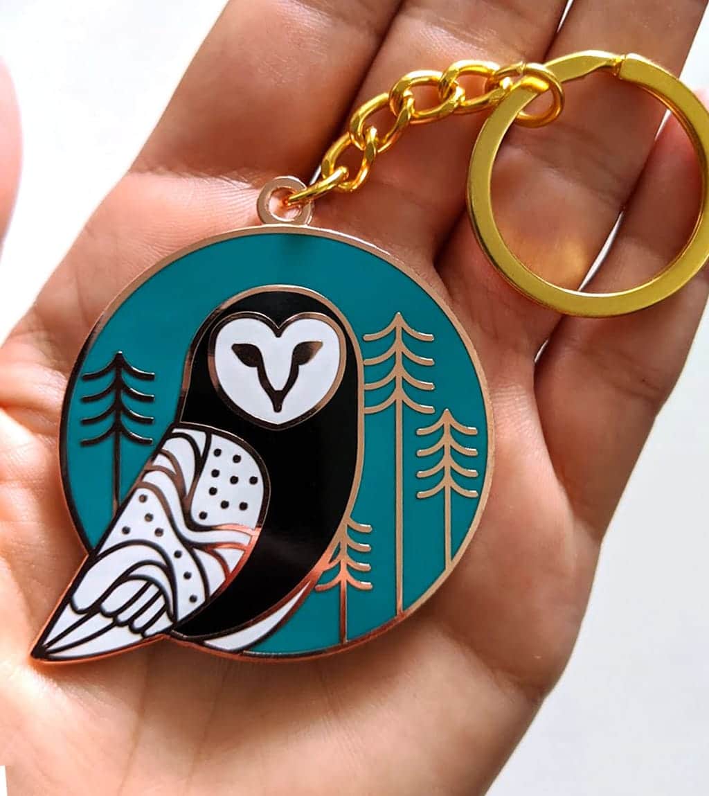 Wooden Owl Keychain