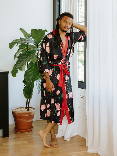 Peonies Kimono Robe - Long