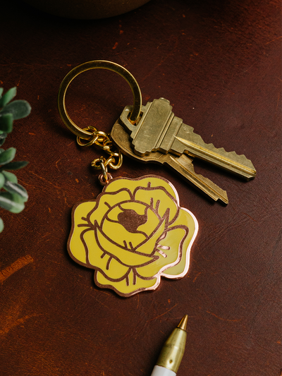 Yellow Rose Keychain